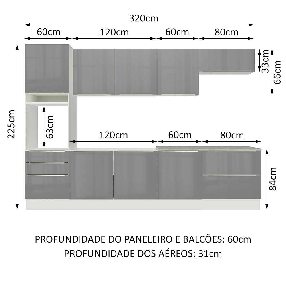 Cocina Integral Modular Madesa Lux 320cm BG.