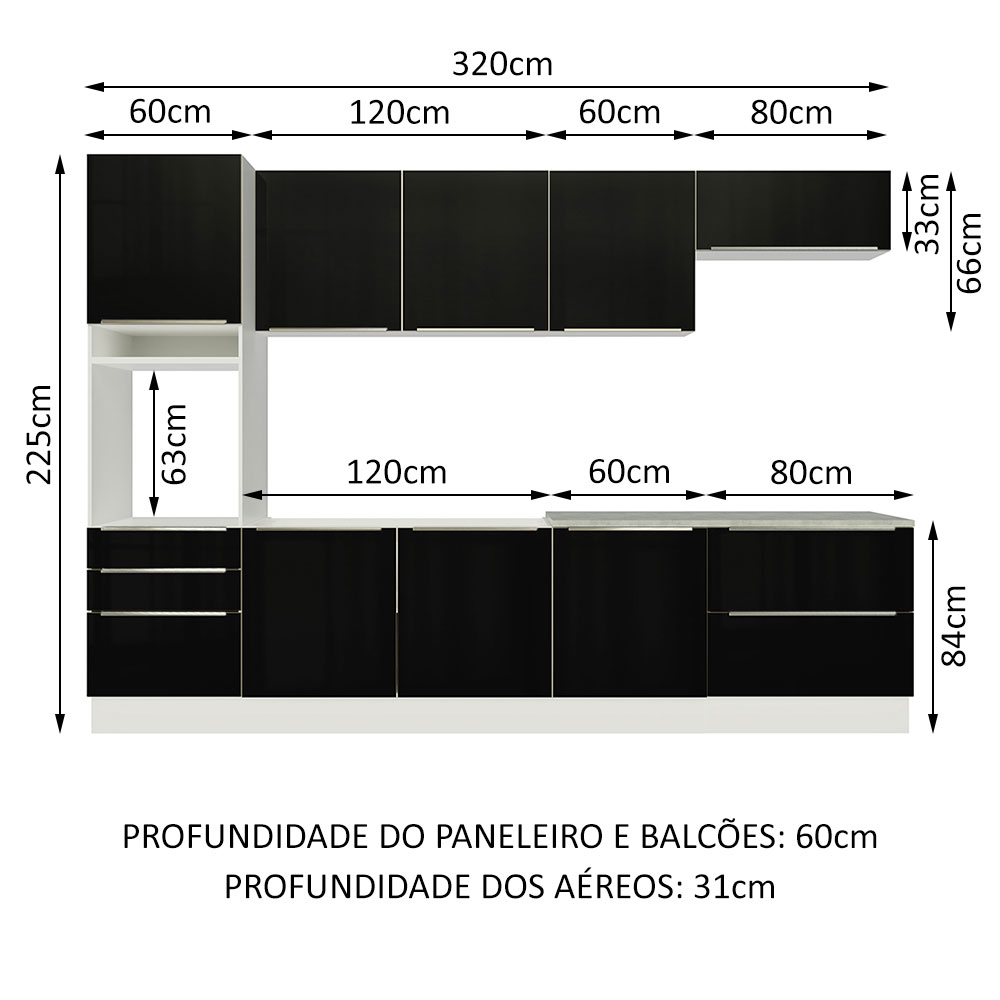Cocina Integral Modular Madesa Lux 320cm BN.