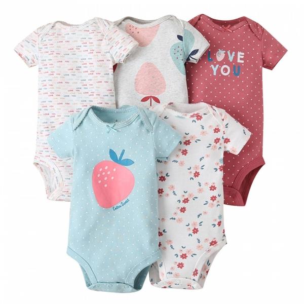 Set de 5 Pañaleros Ropa de bebe Niño Niña Algodón Suave