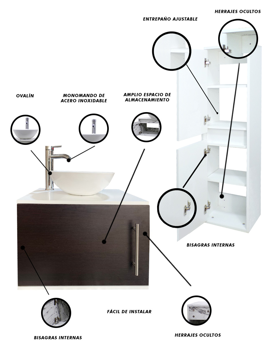 Gabinete Para Baño Con Lavabo + Gabinete De Almacenamiento