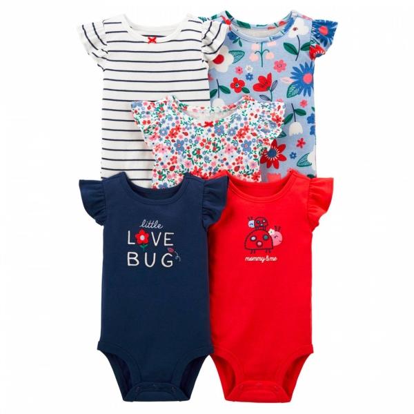 Set de 5 Pañaleros Ropa de bebe Niño Niña Algodón Suave