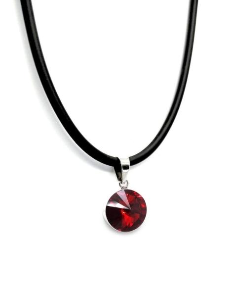 Collar color Rojo Zvezda de plata .925 corte Rivoli.