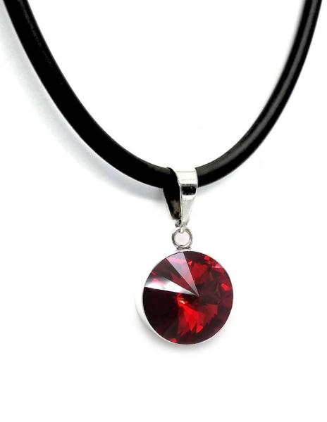 Collar color Rojo Zvezda de plata .925 corte Rivoli.