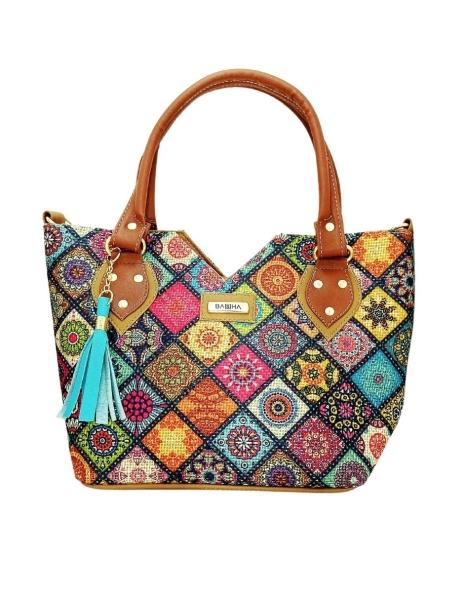 Juego de Bolsa y Cartera artesanales Sandy Bambú de yute