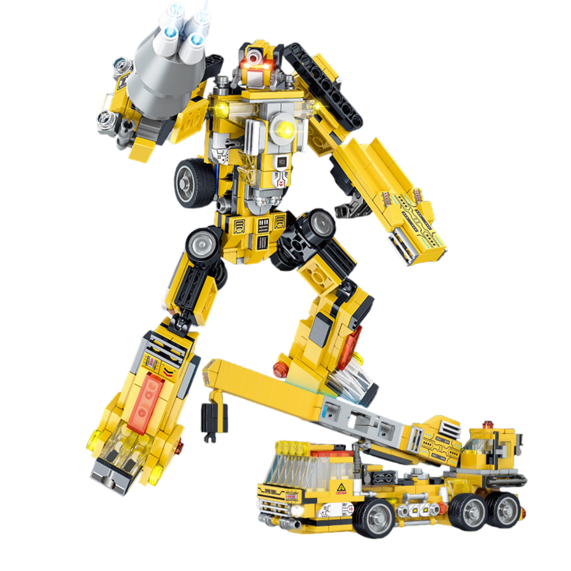 Robot Armable De Bloques 8 En 1 Vehículos Tipo Transformers - Amarillo.