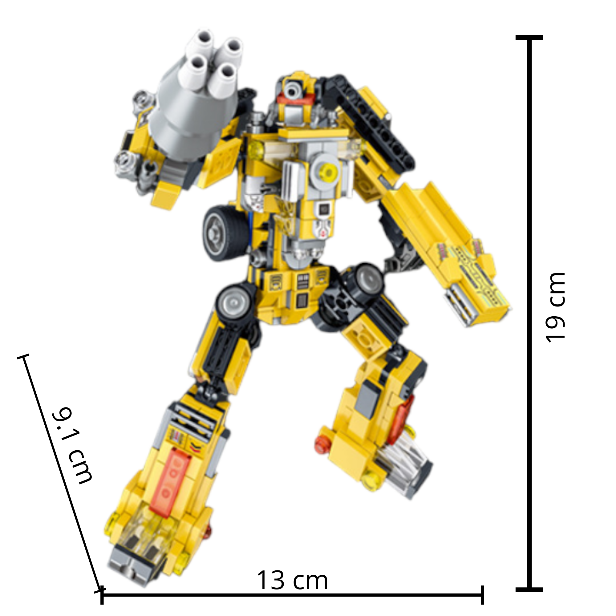 Robot Armable De Bloques 8 En 1 Vehículos Tipo Transformers - Amarillo.