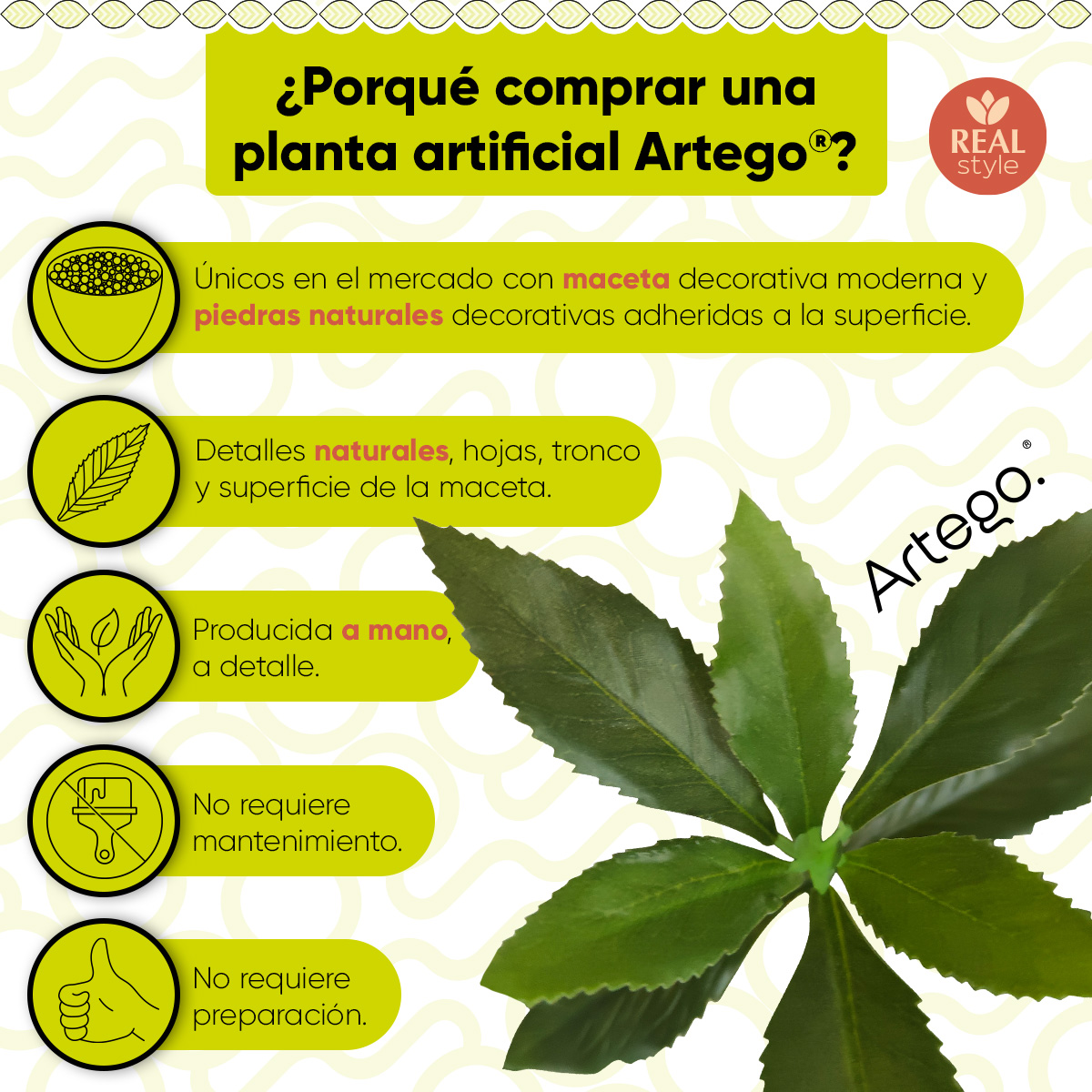 Planta artificial decorativa moderna con maceta Pieris grande de 170cm de alto Artego para hogar sala comercio oficina.