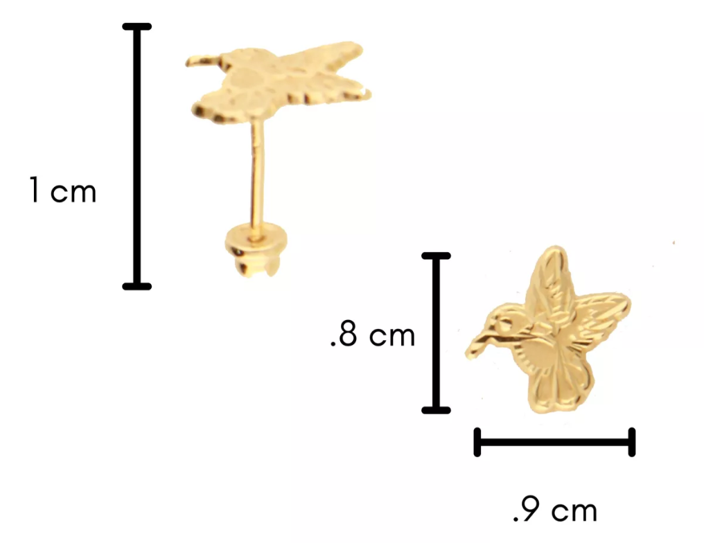 Aretes / Broquel Colibri Oro 10k Ortiz Espinosa