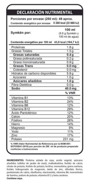 Bebida en polvo Symkën Soya Natural 1,080g | Rinde 12 litros | 100% vegetal | Alta en proteínas | Sin gluten, sin lactosa, sin colesterol