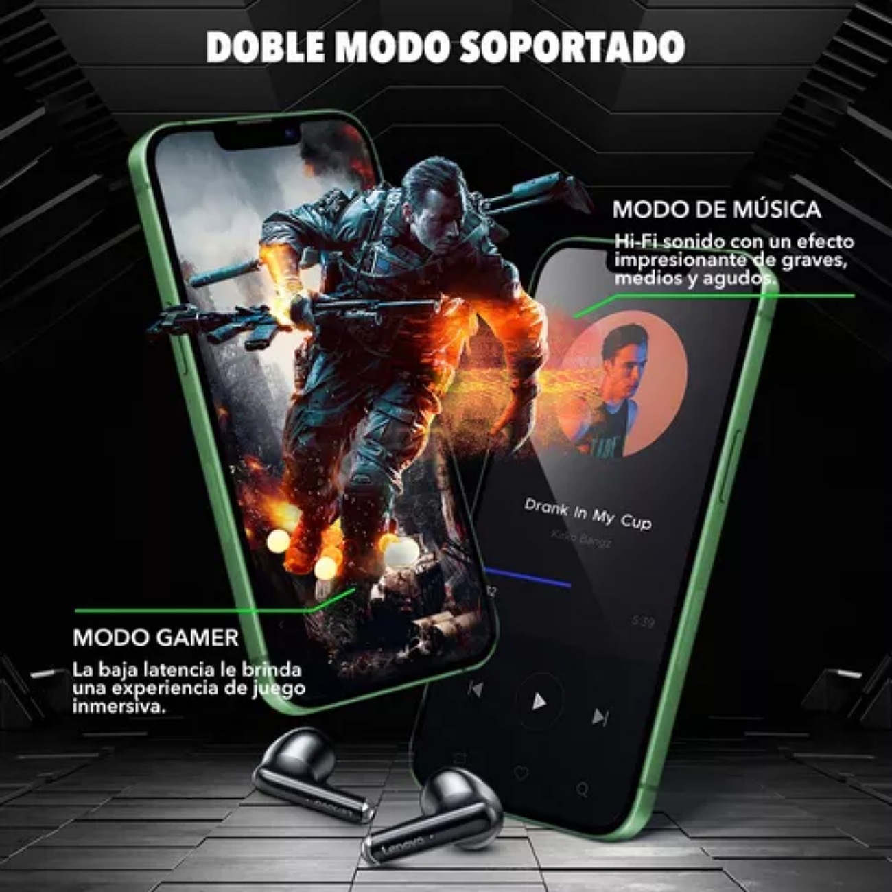 Audífonos Lenovo Xt81 Thinkplus Livepods Bluetooth 5.3 Audífonos Gamer TWS con Luces LED