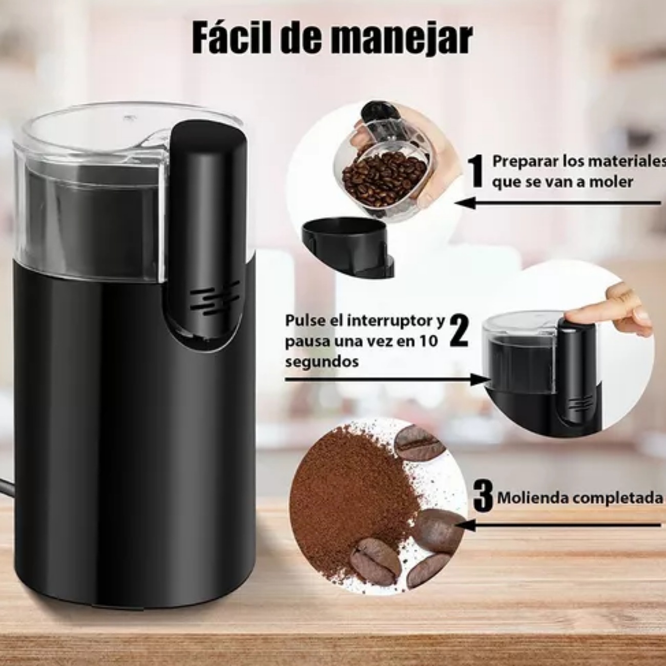 Moledor Molinillo Electrico Para Granos De Cafe Y Nuez 100g