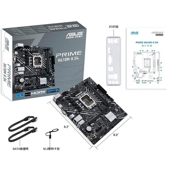 Tarjeta Madre ASUS PRIME H610M-K D4 Intel H610 S-1700 DDR4 64GB USB 3.1 y SATA 3.0 M.2 Micro-ATX 1xPCIE4.0x16 1xPCIE3