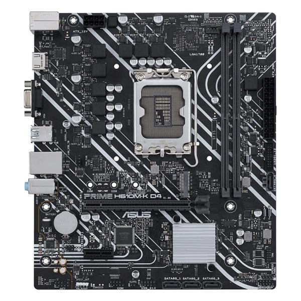 Tarjeta Madre ASUS PRIME H610M-K D4 Intel H610 S-1700 DDR4 64GB USB 3.1 y SATA 3.0 M.2 Micro-ATX 1xPCIE4.0x16 1xPCIE3