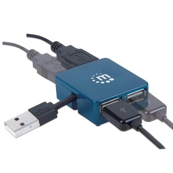 Micro Hub USB Manhattan de 4 Puertos Convierte 1 puerto USB en 4
