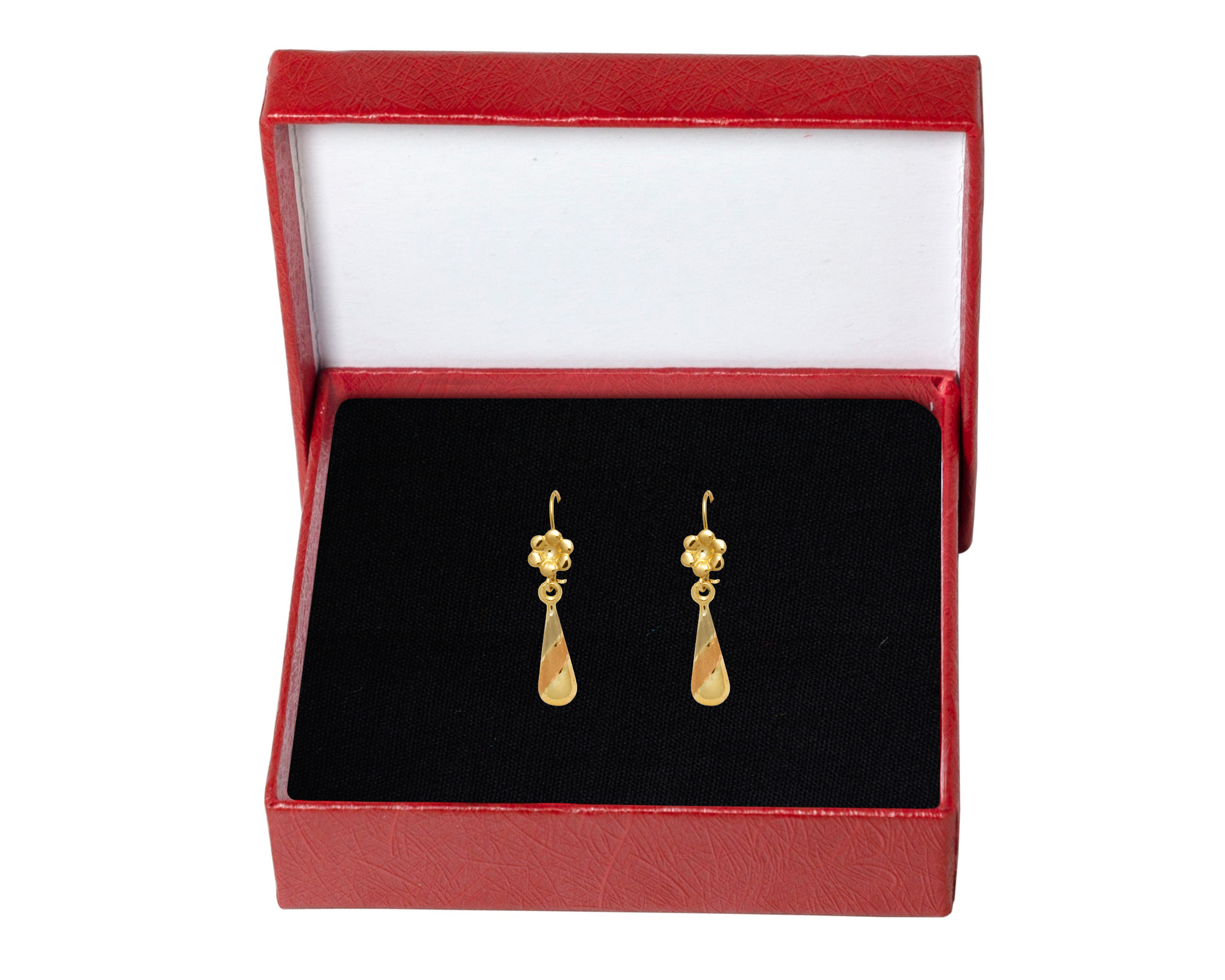 Arete Oro 10K Horoz Flor Semi Gota 3 Colores S1117.