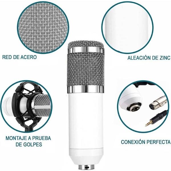 Microfono Condensador  Kit Youtuber Blanco