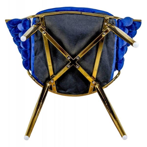 Set 2 Sillas Comedor Tapizadas Terciopelo Tejidas Elegantes Azul