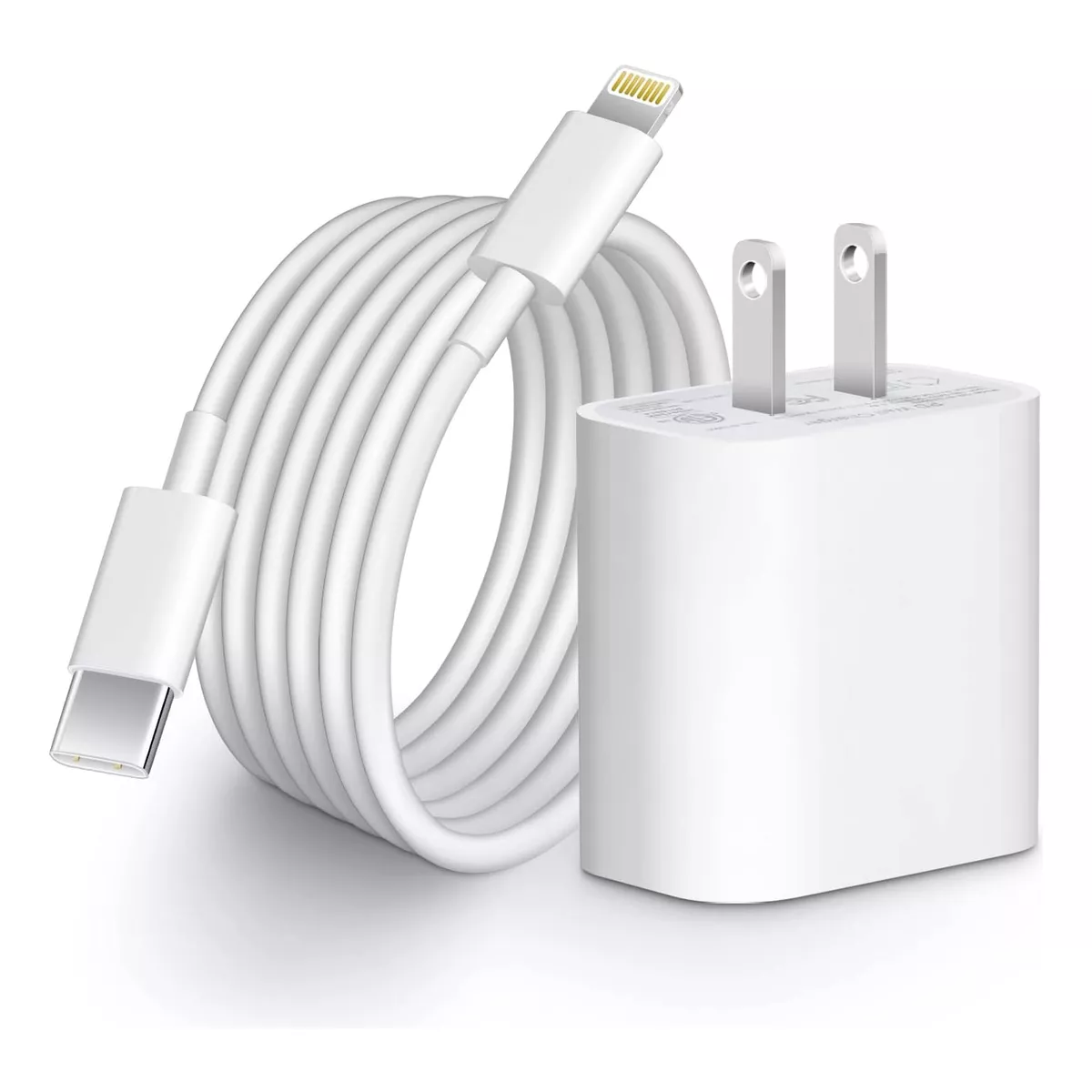 Cargador 2m Carga Rapida 20w Para iPhone 8 X 11 12 13 14 Se Blanco