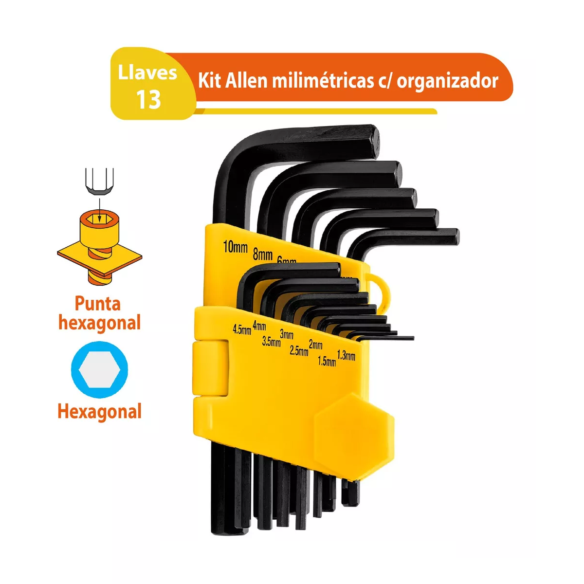 Juego De 13 Llaves Allen Milimétricas 