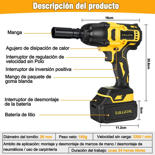 Kit Pistola Llave De Impacto Inalambrica De 650 Nm C/2baterí
