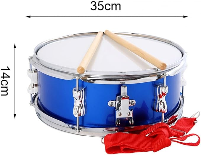A Tambor de música de 13 pulgadas con correa ajustable, instrumento de percusión ligero, instrumentos musicales para niños y adolescentes, azul.
