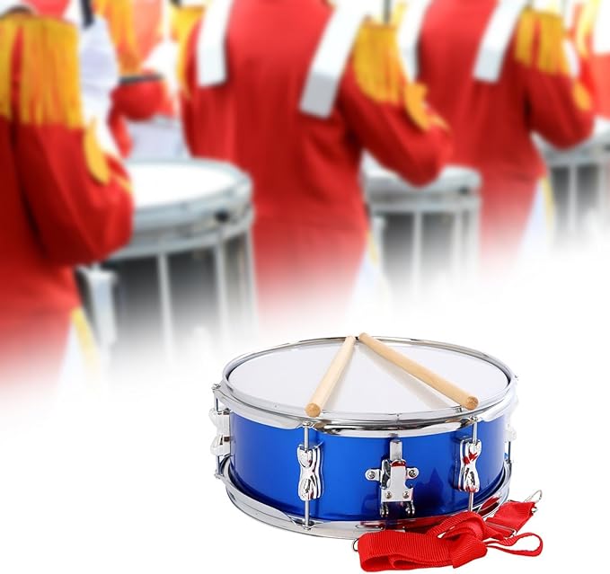 A Tambor de música de 13 pulgadas con correa ajustable, instrumento de percusión ligero, instrumentos musicales para niños y adolescentes, azul.