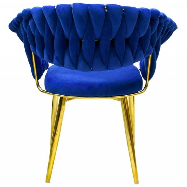 Set 2 Sillas Comedor Tapizadas Terciopelo Tejidas Elegantes Azul