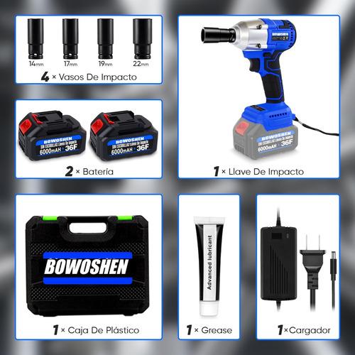 Llave De Impacto 1/2 Inalámbrica Eléctrica Bowoshein 2 Batería 420n.m Pistola De Impacto Eléctrica Taladro Inalámbrico