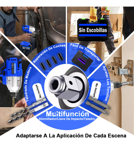 Llave De Impacto 1/2 Inalámbrica Eléctrica Bowoshein 2 Batería 420n.m Pistola De Impacto Eléctrica Taladro Inalámbrico
