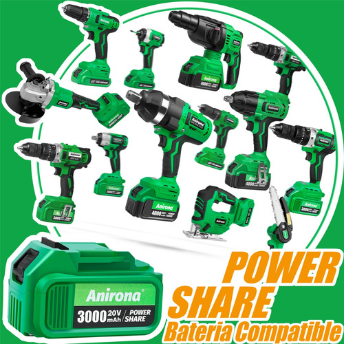 Llave De Impacto Inalámbrico Kit Anirona 3.0ah Con 2batería