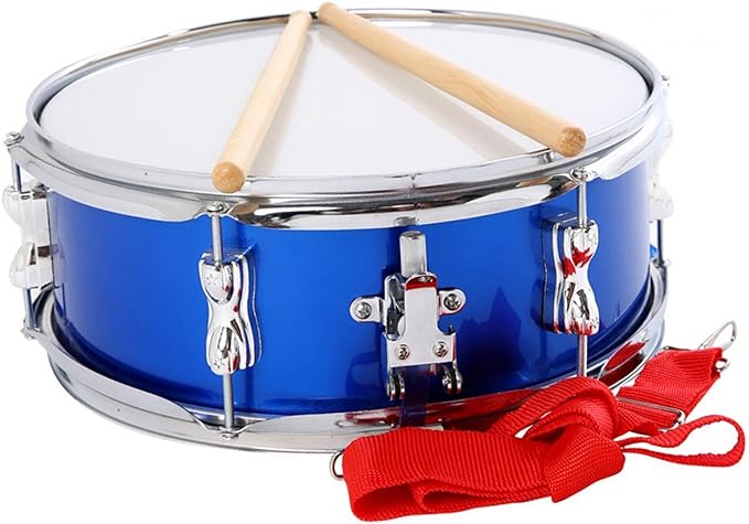 A Tambor de música de 13 pulgadas con correa ajustable, instrumento de percusión ligero, instrumentos musicales para niños y adolescentes, azul.