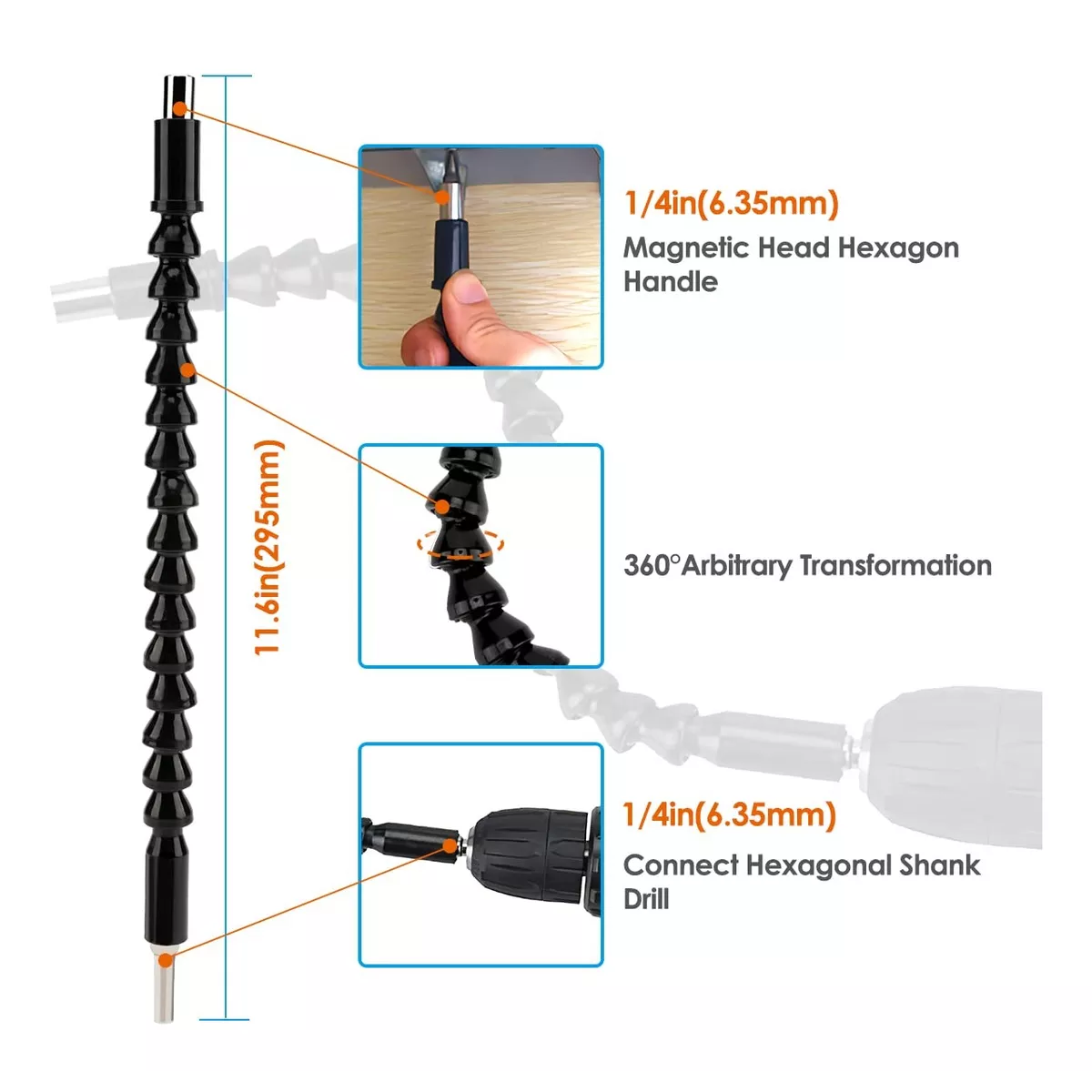 Kit Extensión Broca Flexible Adaptadores Zócalo Impacto Dado