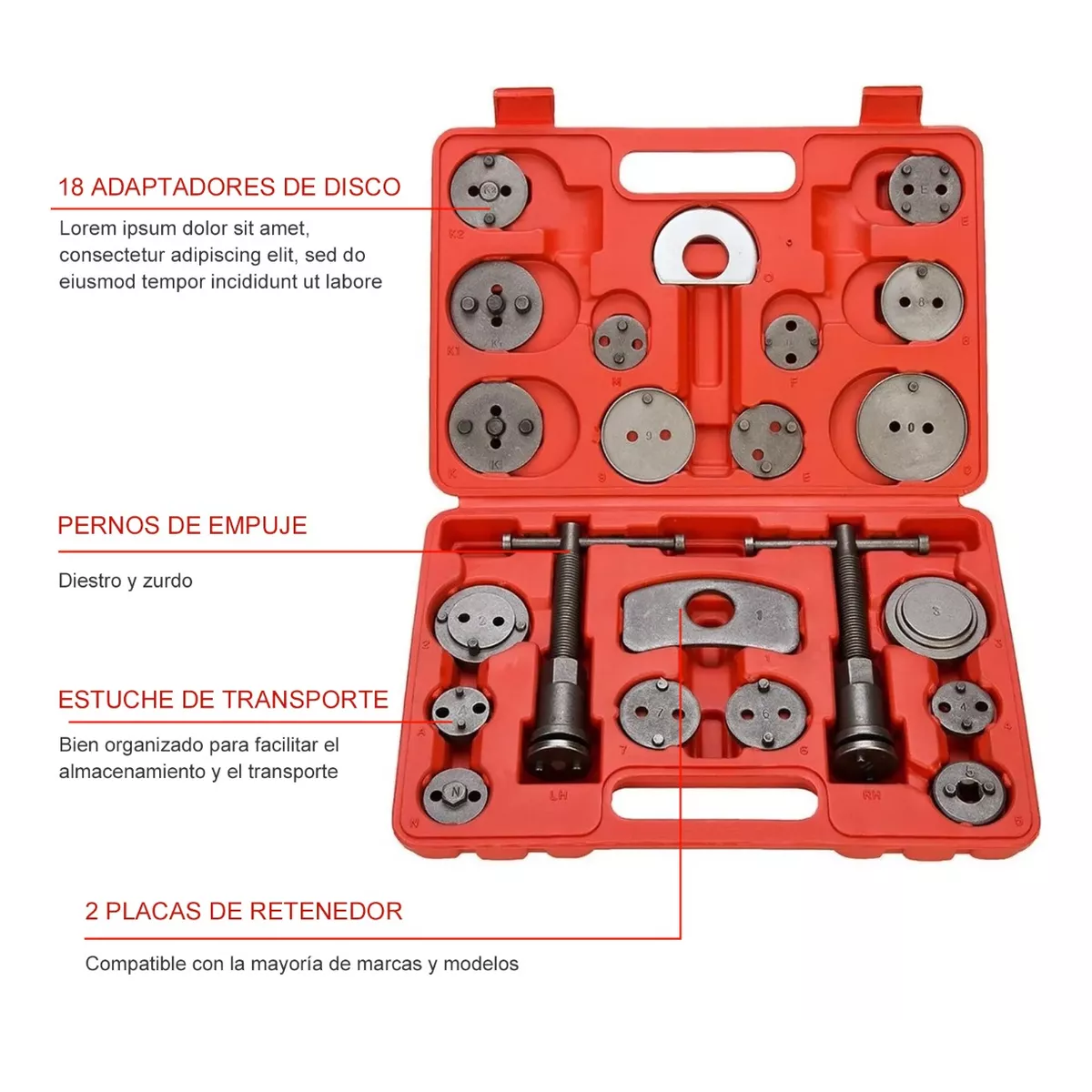 Juego 22 Opresor Pistón Frenos Cambiar Balatas Auto Universal