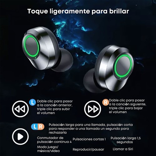 Audífonos Yd03 Bt5.3 Funda De Carga Led Inálambricos Negro