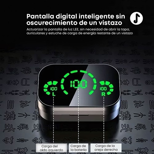 Audífonos Yd03 Bt5.3 Funda De Carga Led Inálambricos Negro