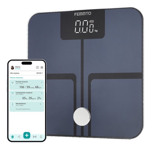 Bascula digital bioimpedancia inteligente bluetooth 180kg personas peso pesa grasa corporal baño personal Femmto