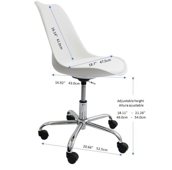 Silla de Escritorio 133-10 Rosa Estilo Eames base estrella cromada de altura regulable