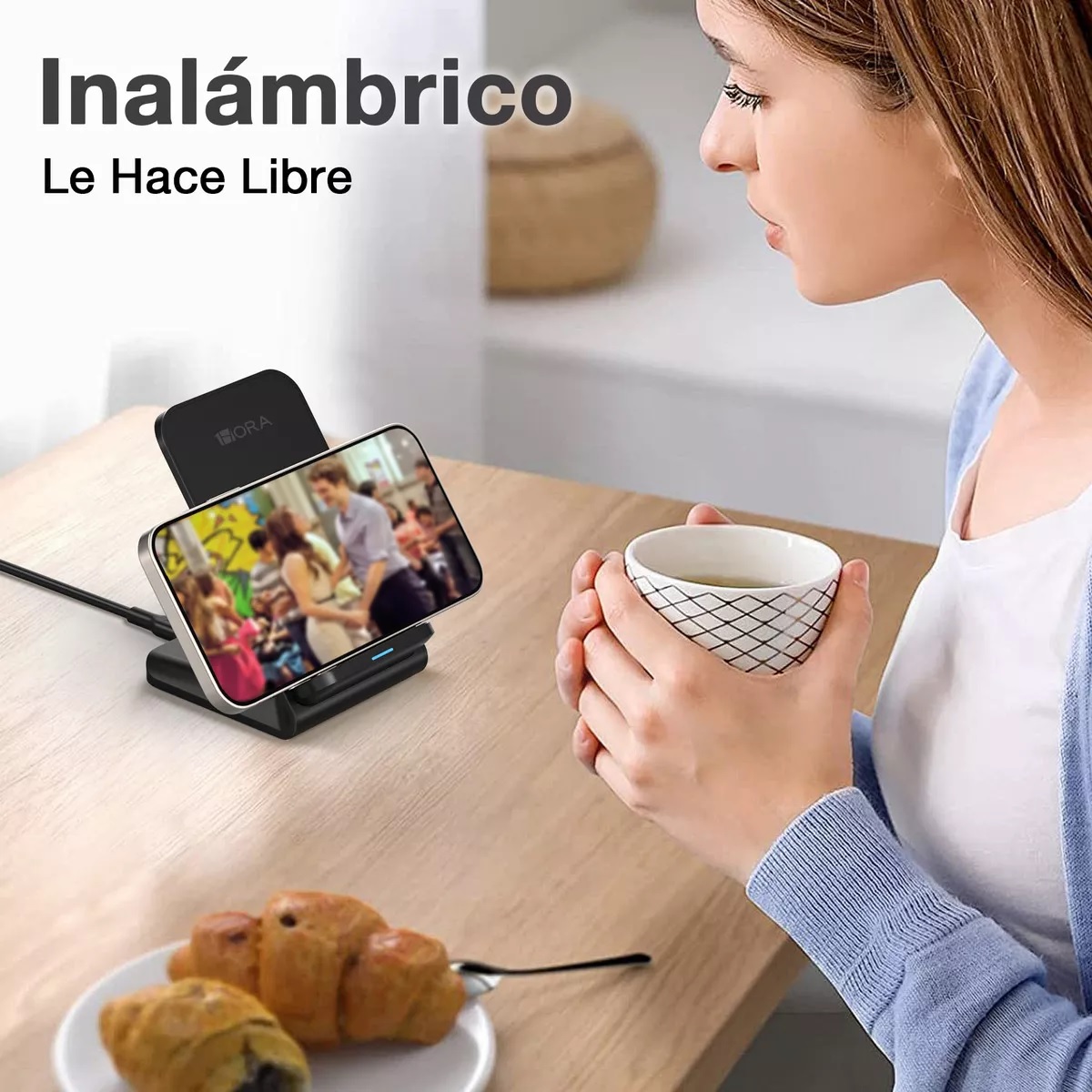 Cargador inalámbrico 15W para iPhone 11/12/13/14/15, y otros dispositivos Negro