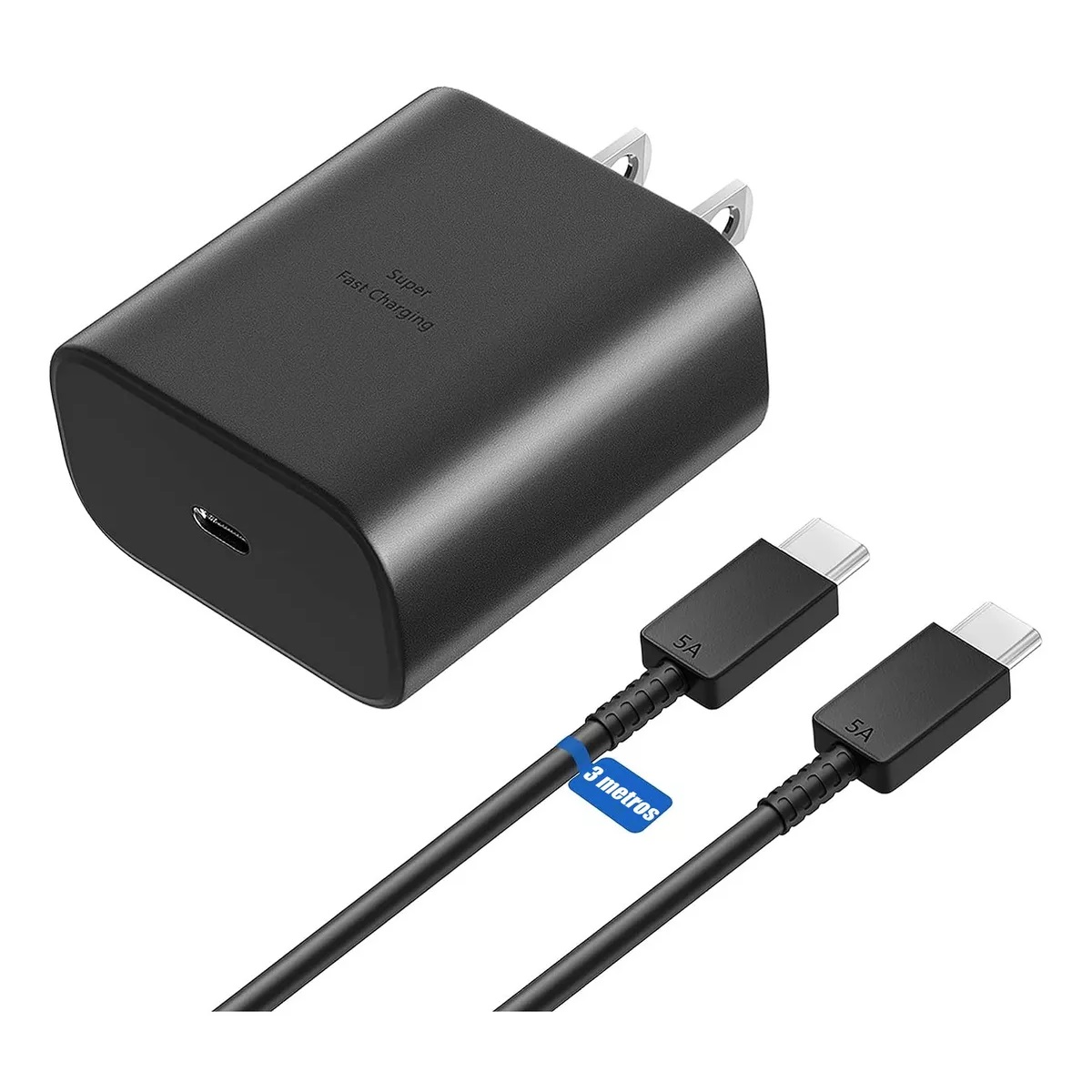 Cargador Carga Rápida Tipo C 45w Para Samsung S23 Ultra S23 Negro