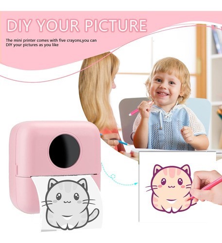 Mini Impresora Térmica Portátil Bluetooth Multifuncional rosa