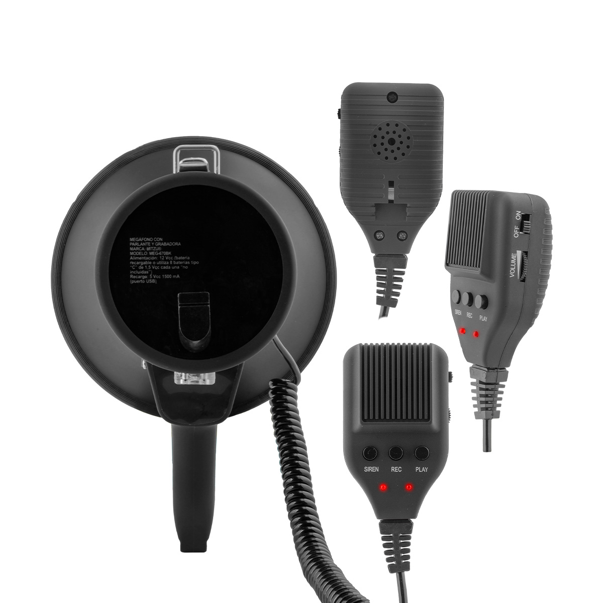 Megáfono Recargable Mitzu Con Puerto Usb Meg-670bk.