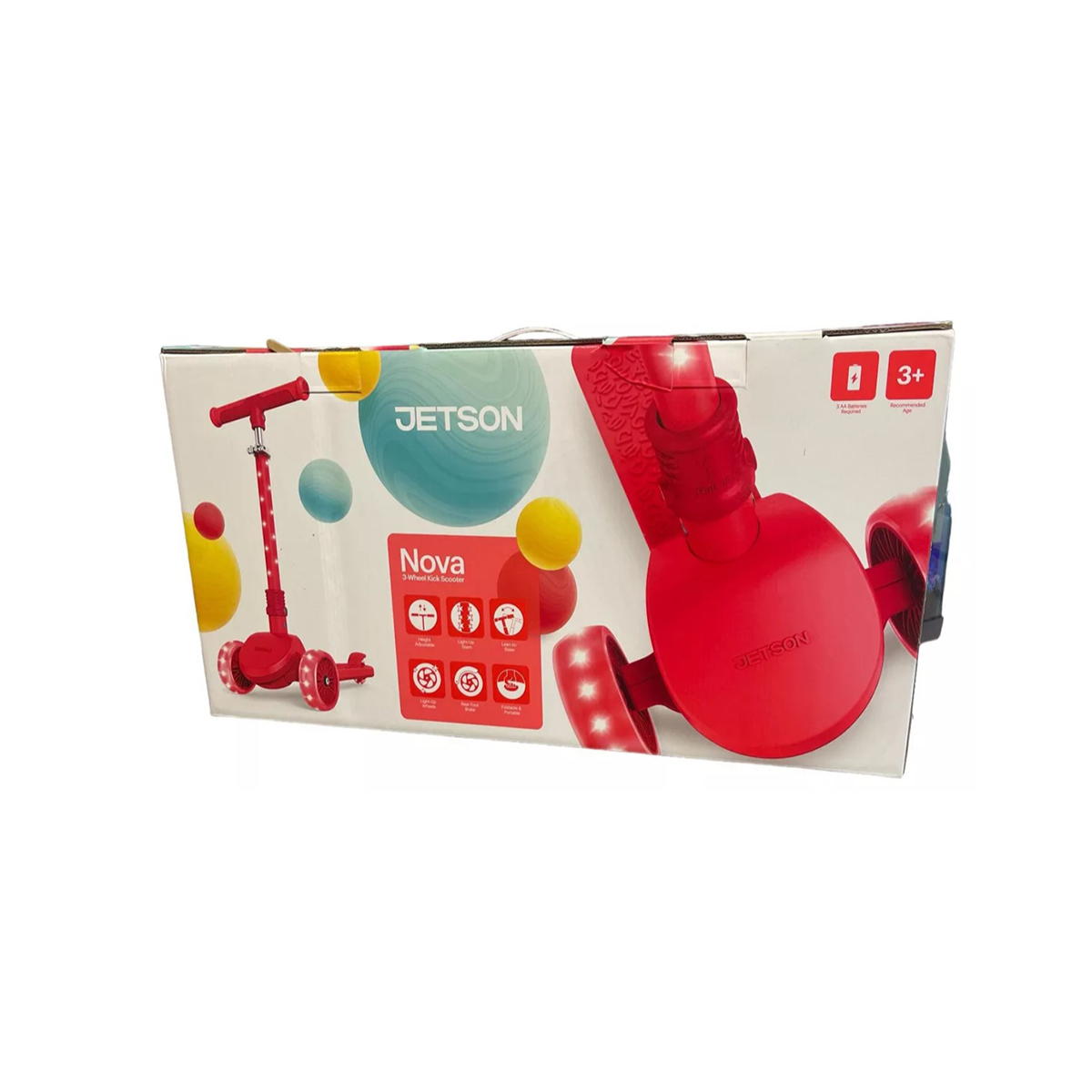 Jetson Nova 3 Patin Kick Scooter De Pie Plegable Luces 3+ Rojo.
