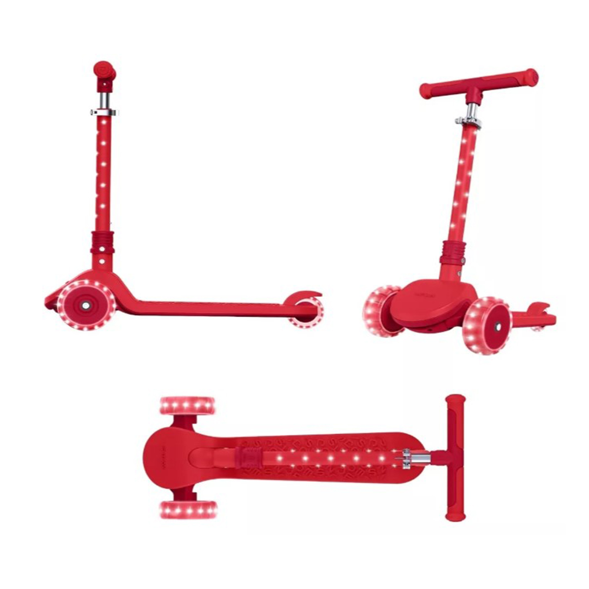 Jetson Nova 3 Patin Kick Scooter De Pie Plegable Luces 3+ Rojo.