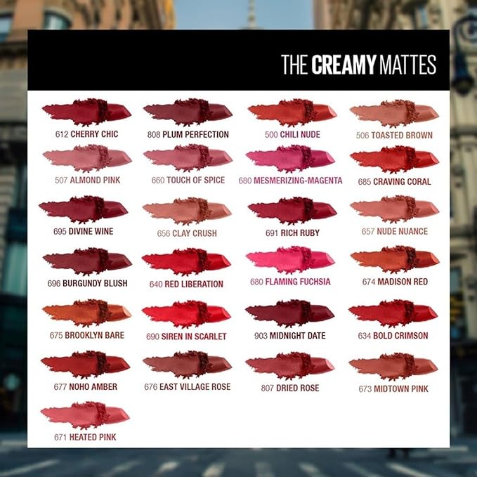 A Maybelline Color Sensational Matte Lápiz Labial, color Divine Wine.