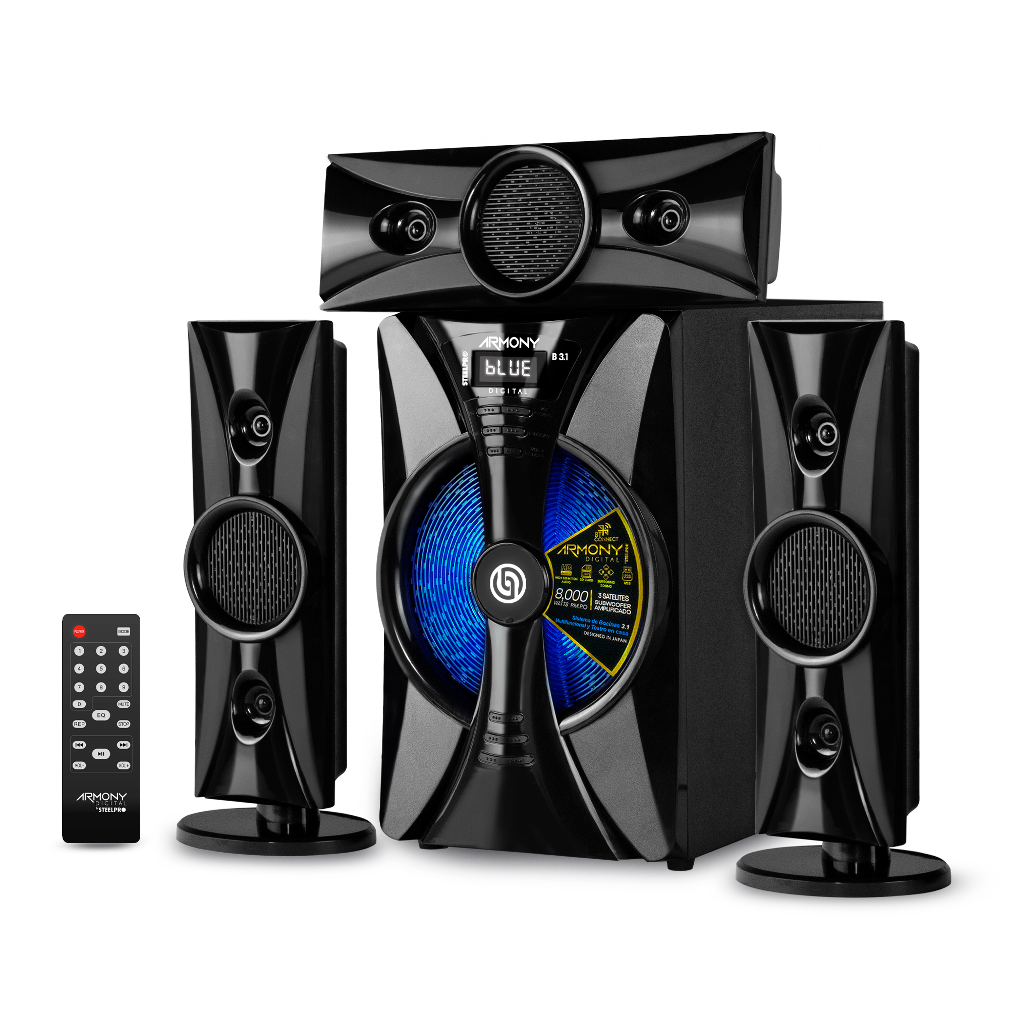 Steelpro Minicomponente Home Theater 8,000 W - Armony - b3.1 Color Negro Potencia Rms 475 W