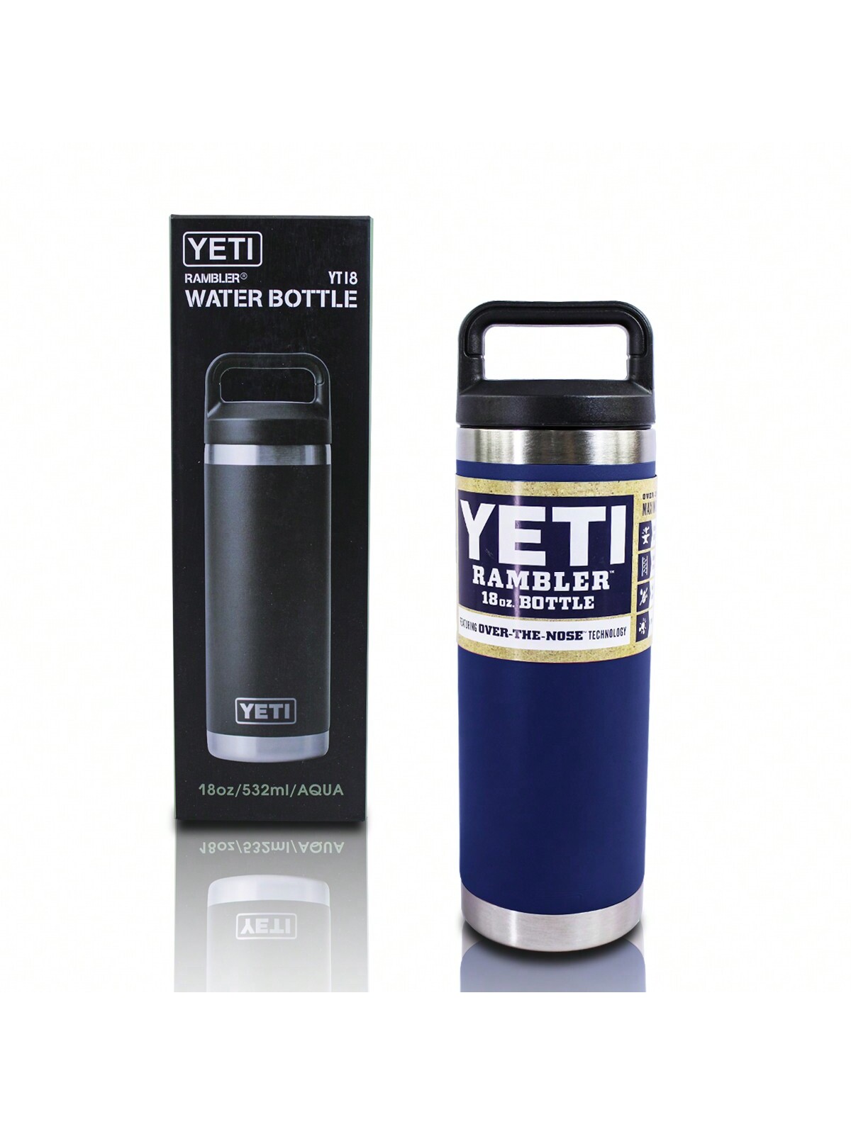 YetI Botella Termica De Acero Inoxidable 18onz Con Tapa Chug Cap azul marino .