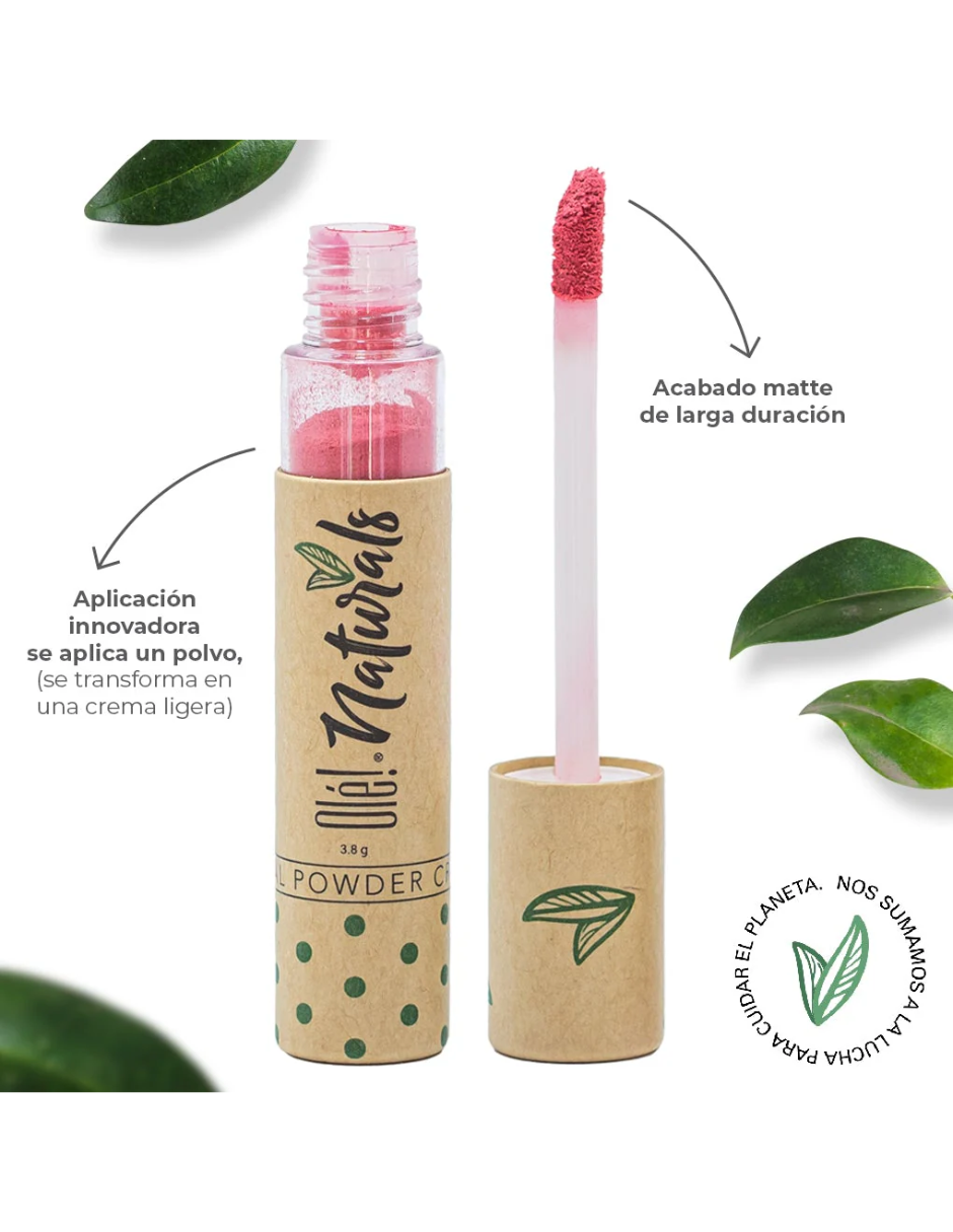 Labial en Polvo Cremoso Olé! Naturals Rosa.