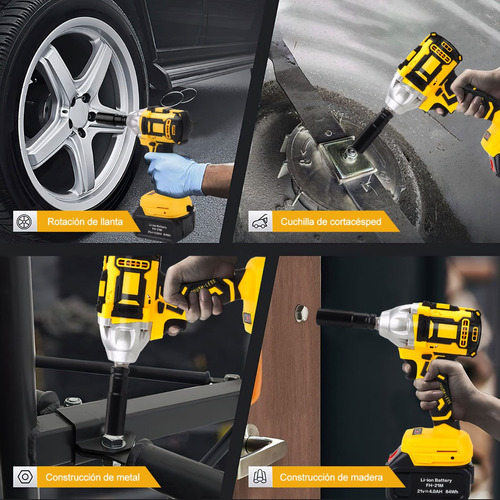 Kit Pistola Impacto Llave Inalámbrica Batería 4.0ah 520n.m