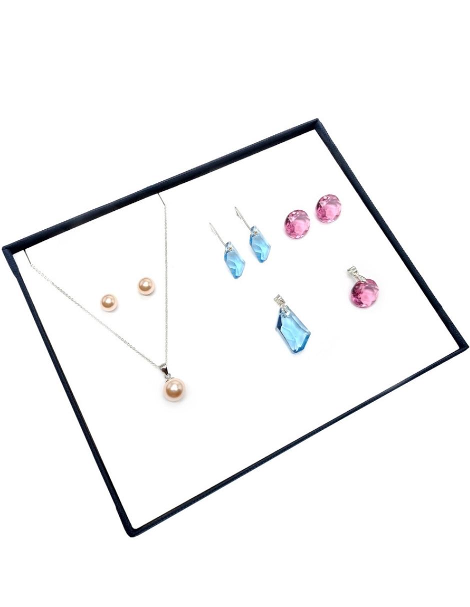 Set de collar, dijes y aretes Zvezda de plata .925 corte Multi.