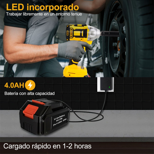 Kit Pistola Impacto Llave Inalámbrica Batería 4.0ah 520n.m